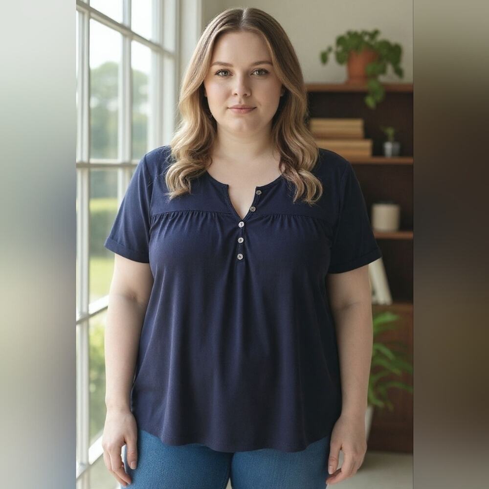 Navy Blue Women's Top | 2X